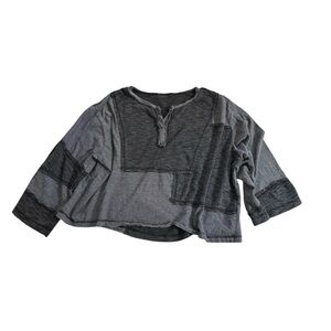 POL Women's Charcoal Patchwork Long Sleeve Top